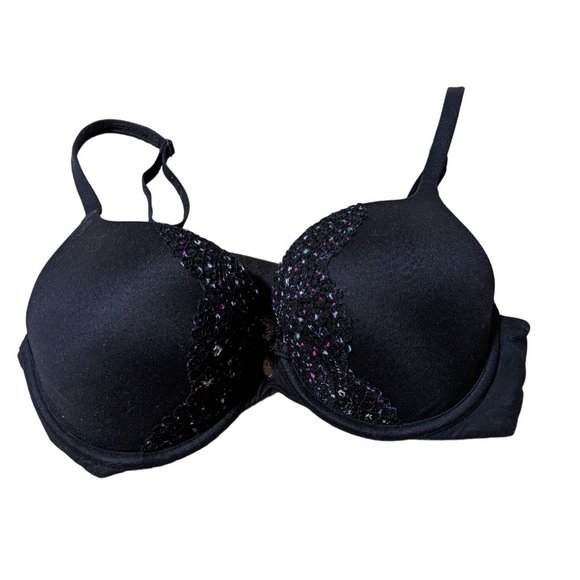Victoria's Secret Bocy by Victoria Perfect Shape Black Bra with Lace sz 34D - Picture 1 of 6